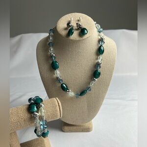 Jewelry Set Necklace, Clip Earrings & Bracelet